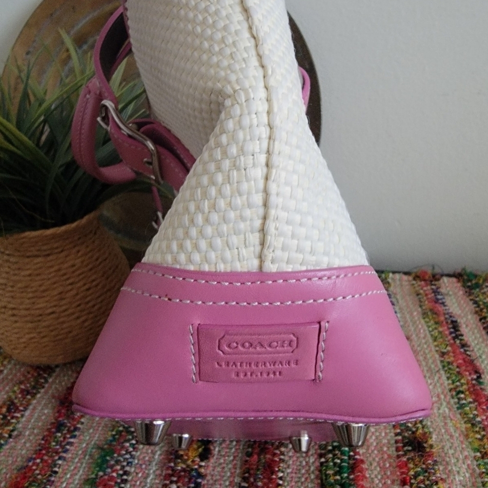 Coach Pink Raffia Handbag - Picture 7 of 9